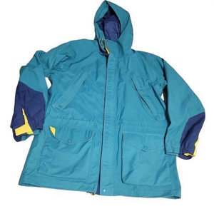 Eddie Bauer Mens Large Teal Color Block‎ Vintage Jacket Full Zip